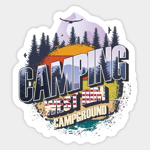 Camping West Rim Campground Vintage USA Best gift for campers Adventure gear Sticker by HomeCoquette